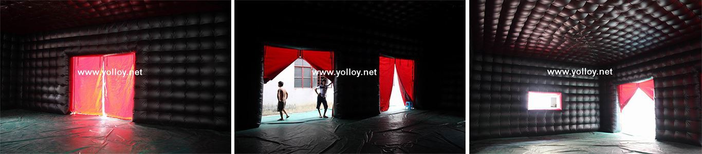 inside view of inflatable party cube tent